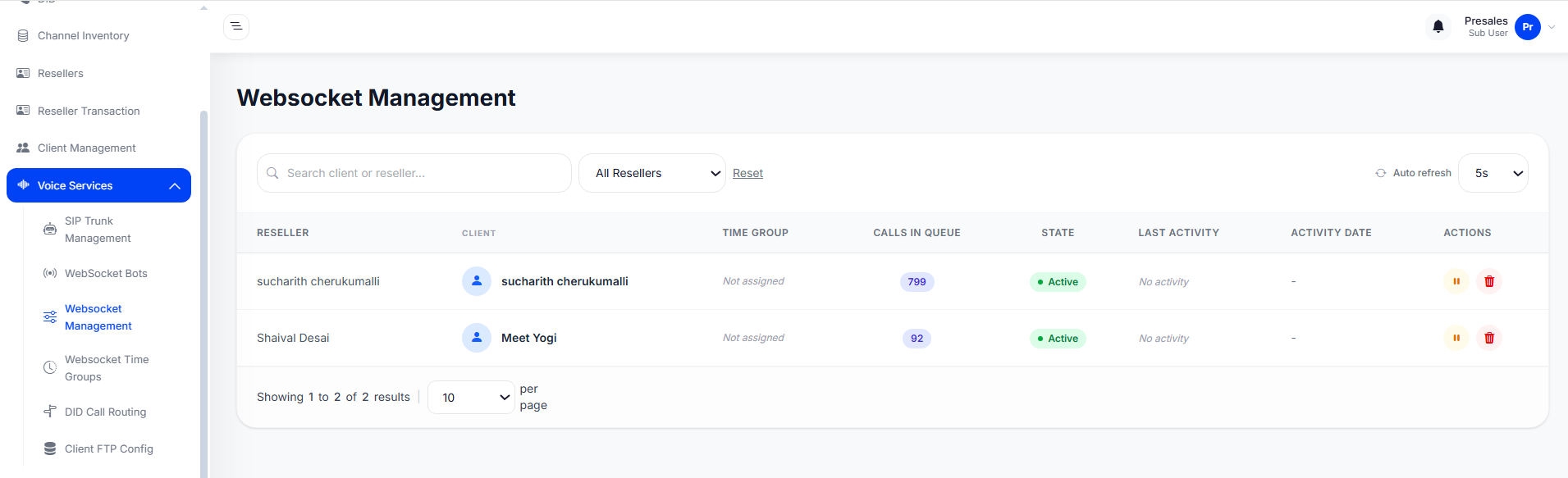 WebSocket Management