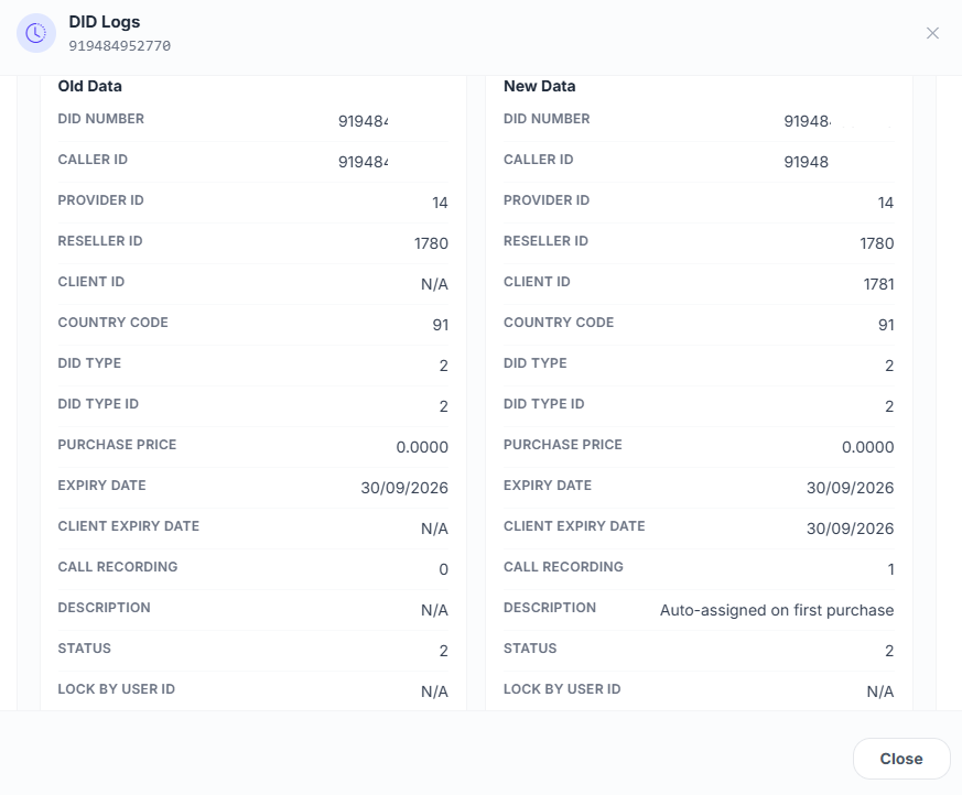 DID Logs – Information 