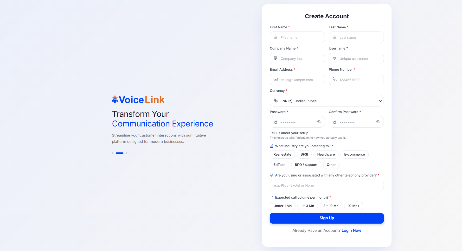 Reseller Signup – Input Validation 